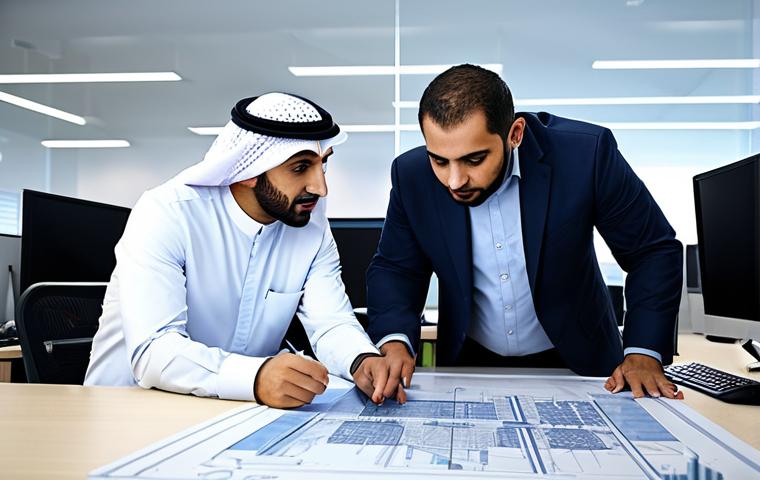 Strategic Planning**

"A group of Arab professionals in a modern office, collaborating on a machine design strategy. They are looking at blueprints and computer screens displaying CAD models. The atmosphere is collaborative and focused. Everyone is fully clothed in modest, professional attire. Appropriate content, safe for work, perfect anatomy, natural proportions, family-friendly, high-resolution, professional photography."

**