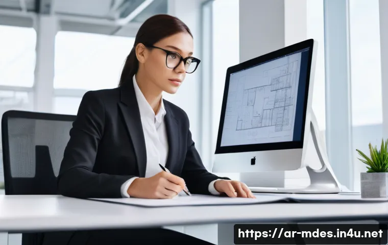 기계설계 프리랜서 계약서 작성법 - **Prompt 1:** A focused, professional female mechanical engineer, aged around 30, with a determined ...